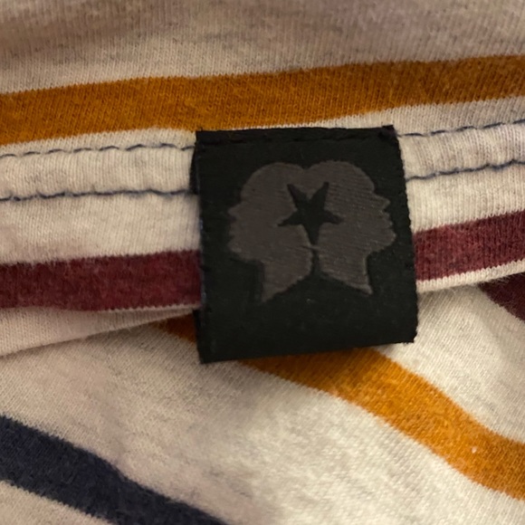 Djab Mens Faux Button Up Blue and Cream with Stripes Pocket T-Shirt Medium - Picture 3 of 5